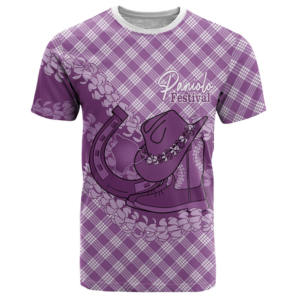 Poni Hawaii Cowboy Palaka Motifs Personalised T Shirt Paniolo Festival Puakenikeni Lei