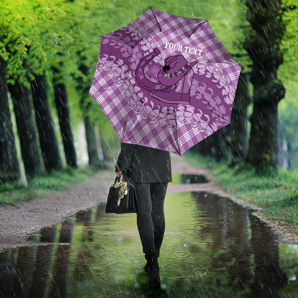 Poni Hawaii Cowboy Palaka Motifs Personalised Umbrella Paniolo Festival Puakenikeni Lei LT14 - Polynesian Pride
