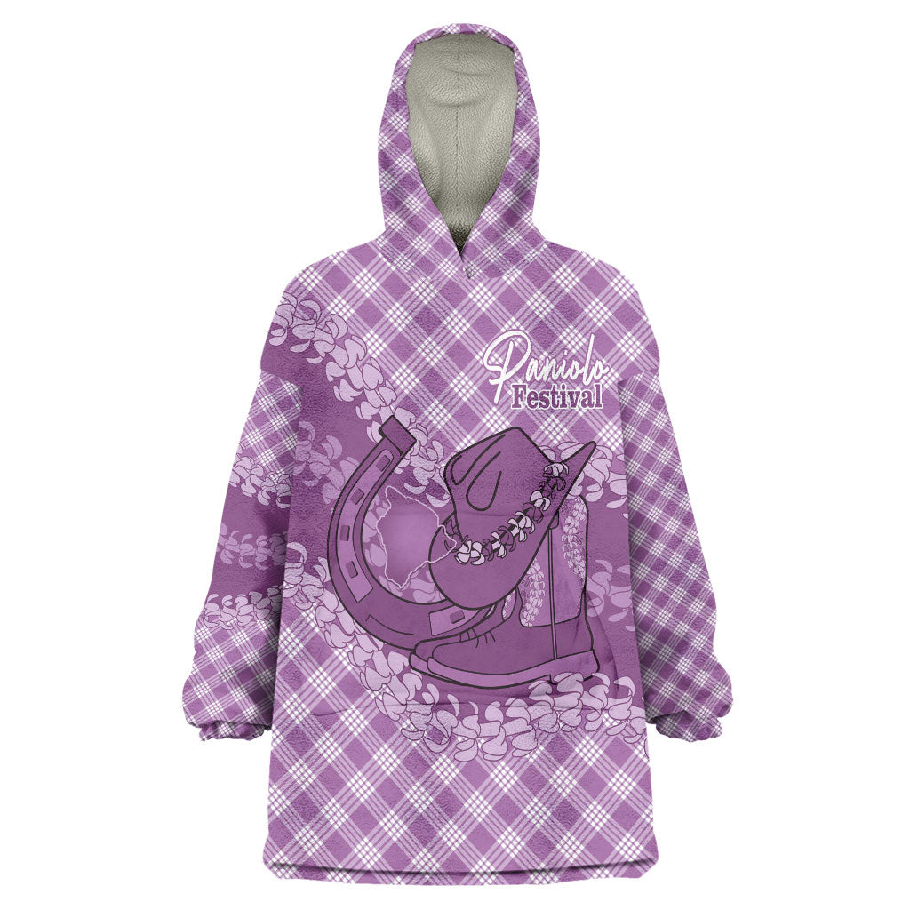 Poni Hawaii Cowboy Palaka Motifs Personalised Wearable Blanket Hoodie Paniolo Festival Puakenikeni Lei