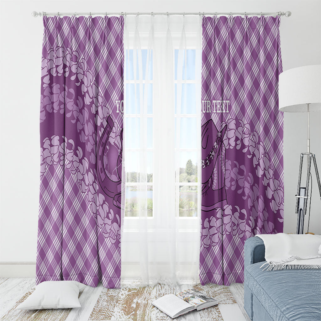 Poni Hawaii Cowboy Palaka Motifs Personalised Window Curtain Paniolo Festival Puakenikeni Lei LT14 - Polynesian Pride