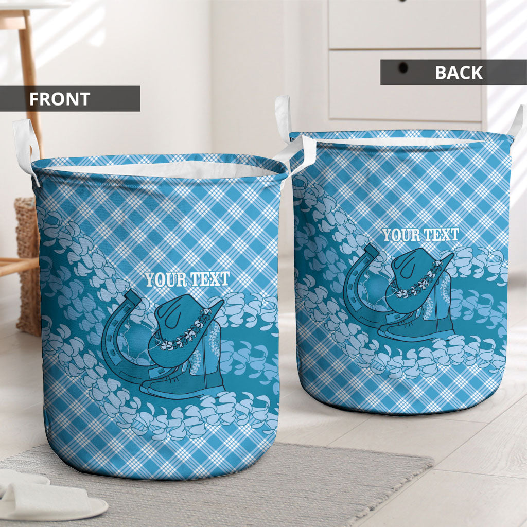 Polu Hawaii Cowboy Palaka Motifs Personalised Laundry Basket Paniolo Festival Puakenikeni Lei LT14 - Polynesian Pride