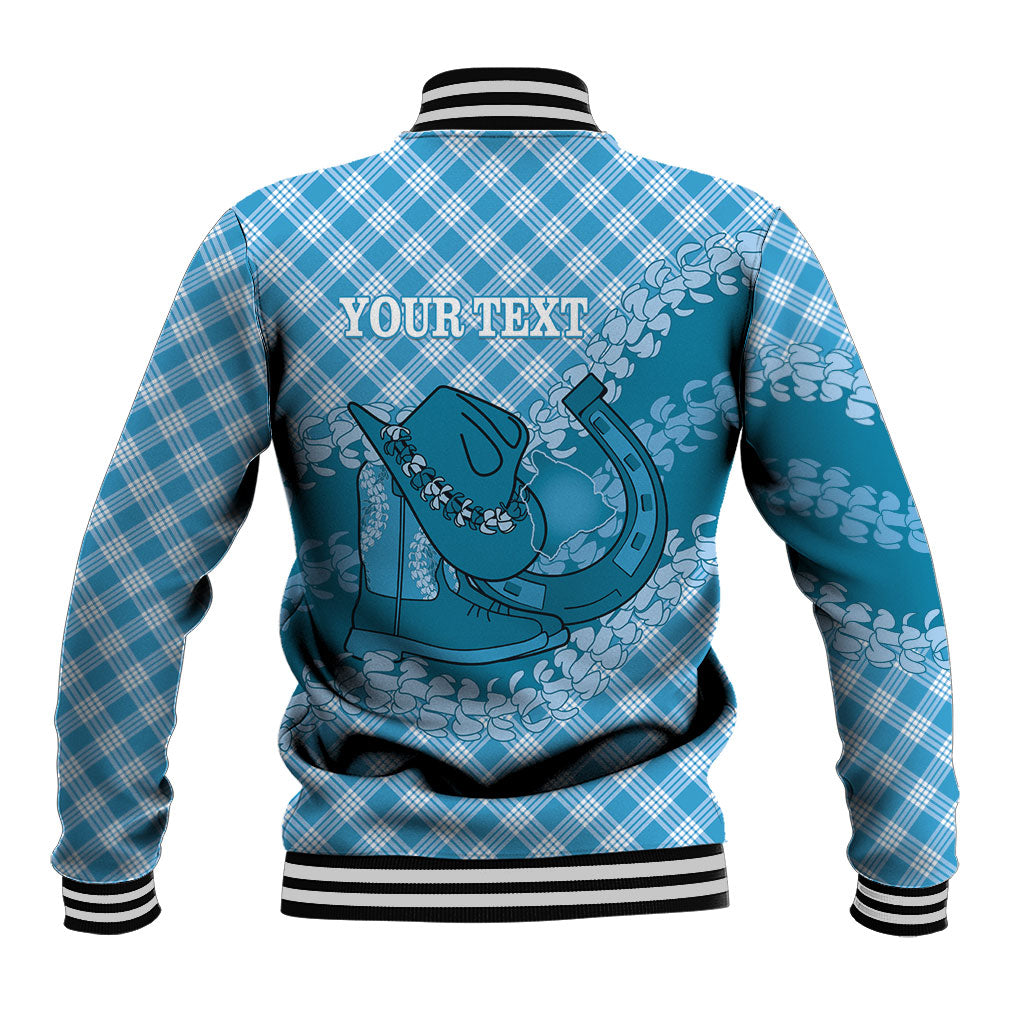 Polu Hawaii Cowboy Palaka Motifs Personalised Baseball Jacket Paniolo Festival Puakenikeni Lei LT14 - Polynesian Pride