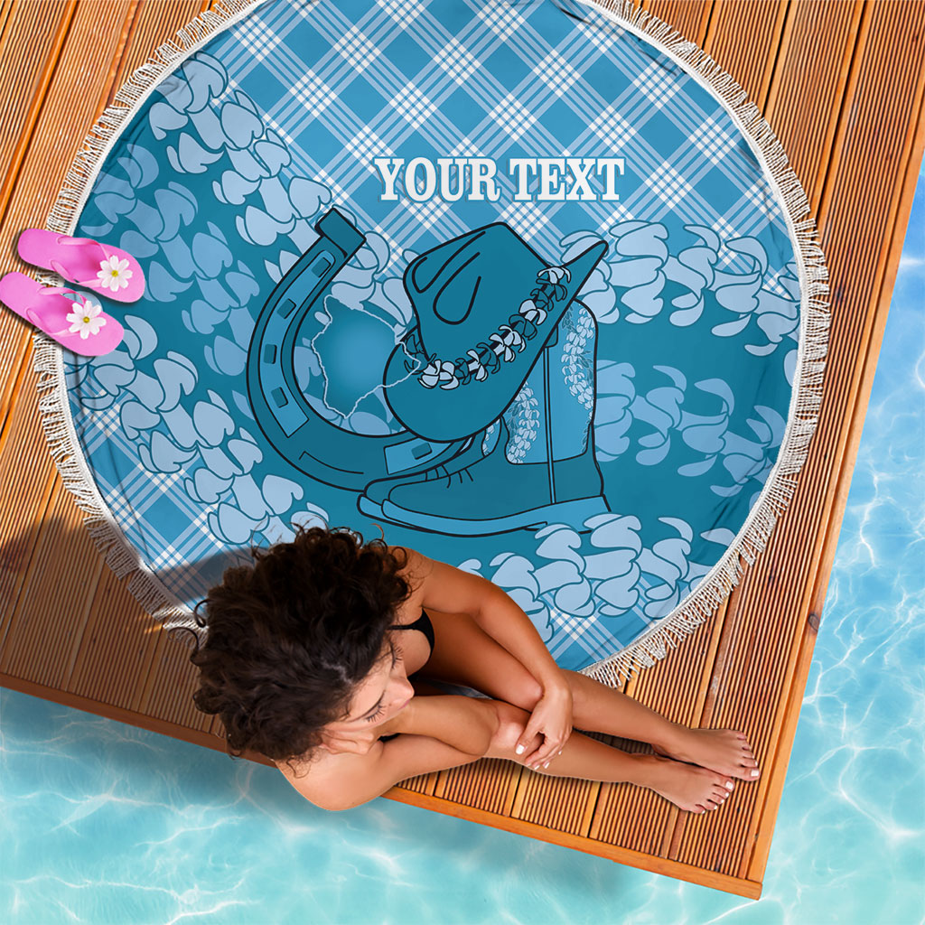 Polu Hawaii Cowboy Palaka Motifs Personalised Beach Blanket Paniolo Festival Puakenikeni Lei LT14 - Polynesian Pride