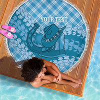 Polu Hawaii Cowboy Palaka Motifs Personalised Beach Blanket Paniolo Festival Puakenikeni Lei LT14 - Polynesian Pride