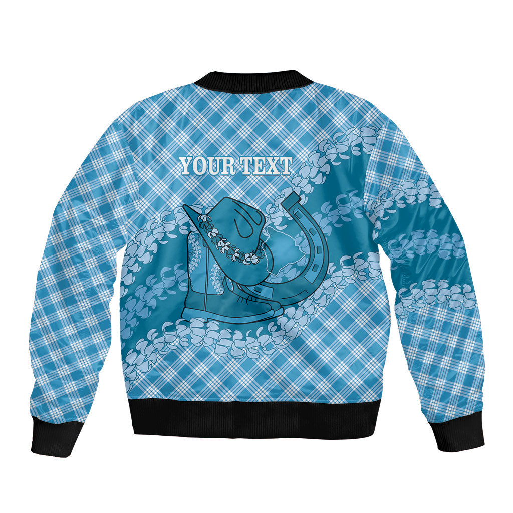 Polu Hawaii Cowboy Palaka Motifs Personalised Bomber Jacket Paniolo Festival Puakenikeni Lei LT14 - Polynesian Pride