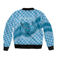 Polu Hawaii Cowboy Palaka Motifs Personalised Bomber Jacket Paniolo Festival Puakenikeni Lei LT14 - Polynesian Pride