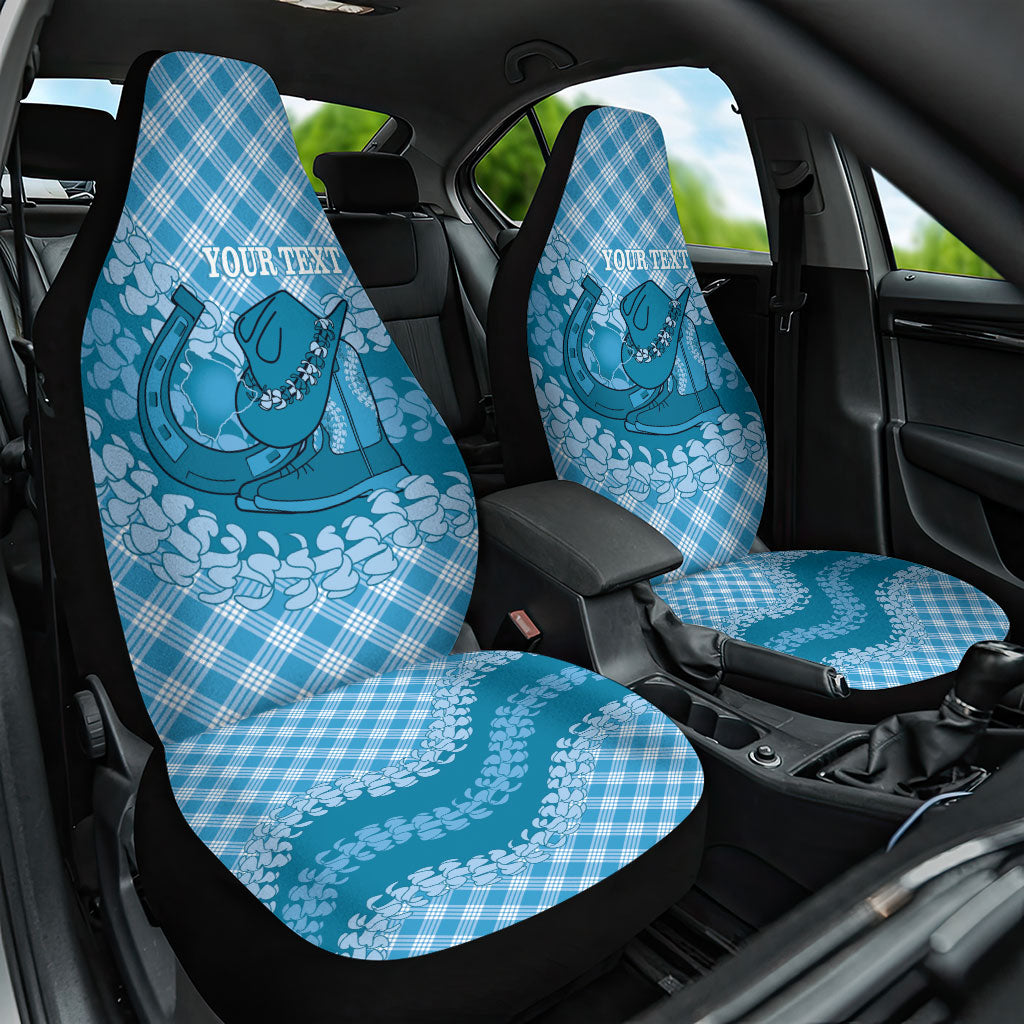 Polu Hawaii Cowboy Palaka Motifs Personalised Car Seat Cover Paniolo Festival Puakenikeni Lei LT14 One Size Blue - Polynesian Pride