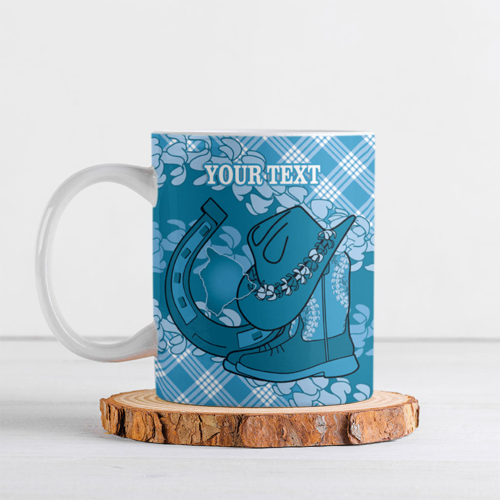 Polu Hawaii Cowboy Palaka Motifs Personalised Ceramic Mug Paniolo Festival Puakenikeni Lei