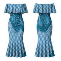 Polu Hawaii Cowboy Palaka Motifs Personalised Couples Matching Mermaid Dress and Long Sleeve Button Shirt Paniolo Festival Puakenikeni Lei LT14 - Polynesian Pride