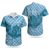 Polu Hawaii Cowboy Palaka Motifs Personalised Couples Matching Off Shoulder Maxi Dress and Hawaiian Shirt Paniolo Festival Puakenikeni Lei LT14 - Polynesian Pride