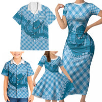 Polu Hawaii Cowboy Palaka Motifs Personalised Family Matching Short Sleeve Bodycon Dress and Hawaiian Shirt Paniolo Festival Puakenikeni Lei LT14 - Polynesian Pride