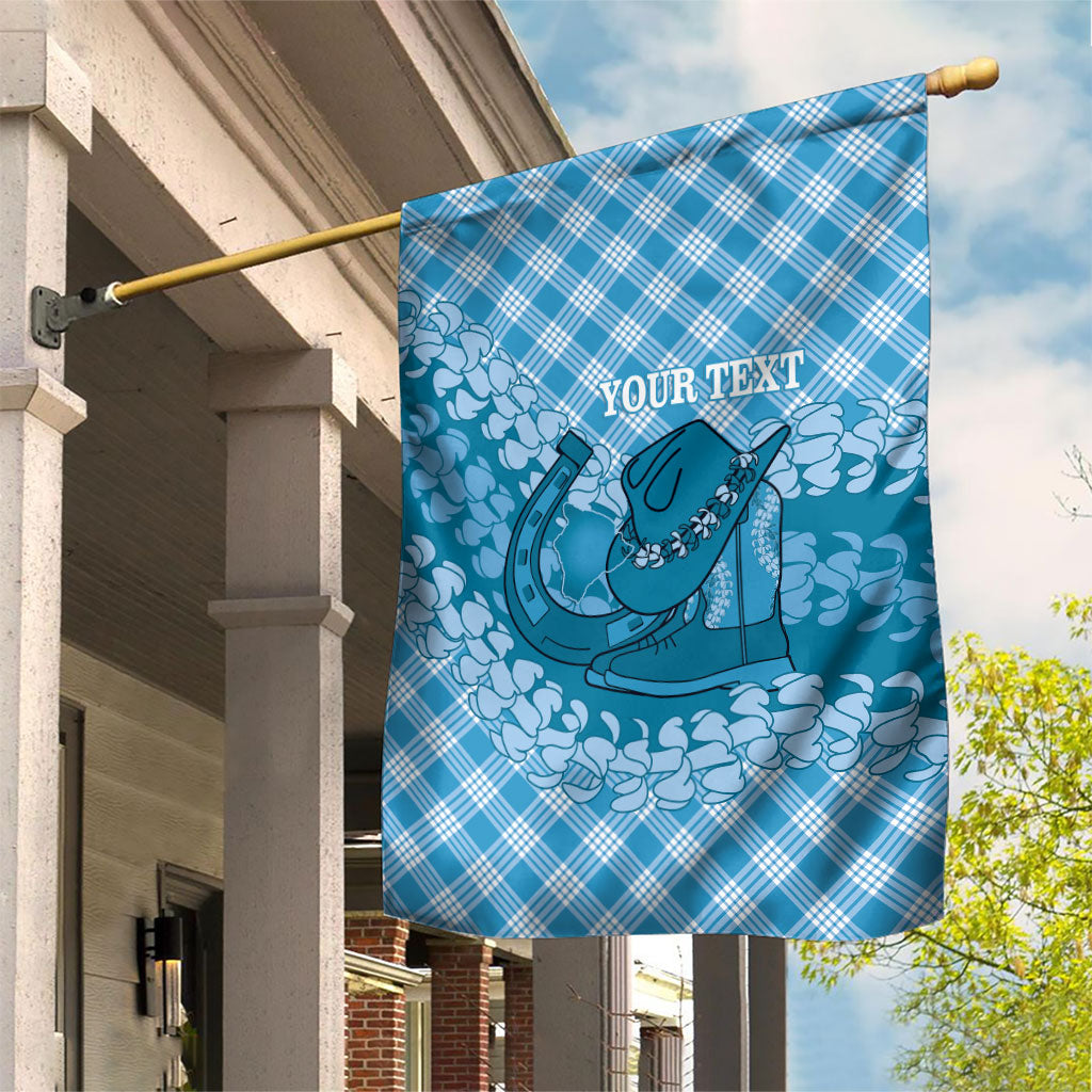 Polu Hawaii Cowboy Palaka Motifs Personalised Garden Flag Paniolo Festival Puakenikeni Lei LT14 House Flag Blue - Polynesian Pride