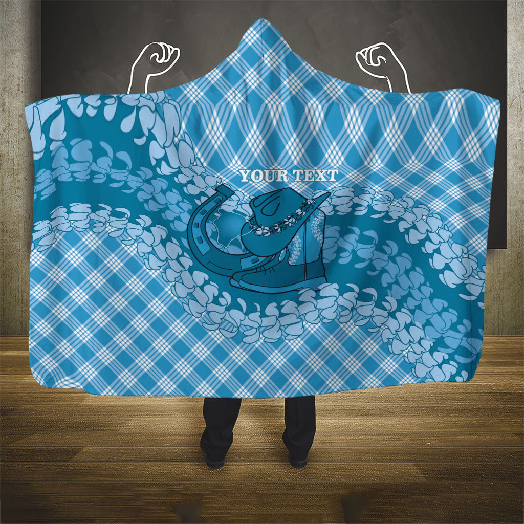 Polu Hawaii Cowboy Palaka Motifs Personalised Hooded Blanket Paniolo Festival Puakenikeni Lei LT14 - Polynesian Pride