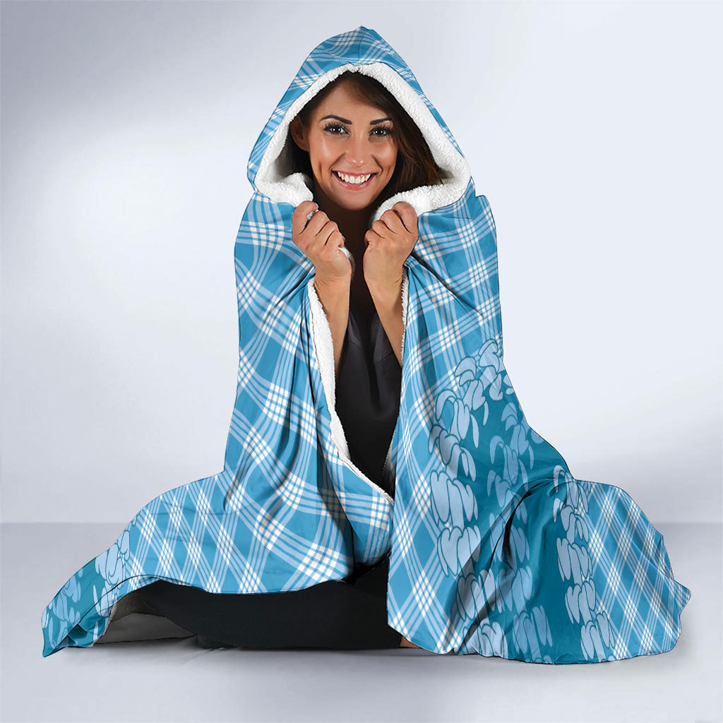 Polu Hawaii Cowboy Palaka Motifs Personalised Hooded Blanket Paniolo Festival Puakenikeni Lei LT14 - Polynesian Pride