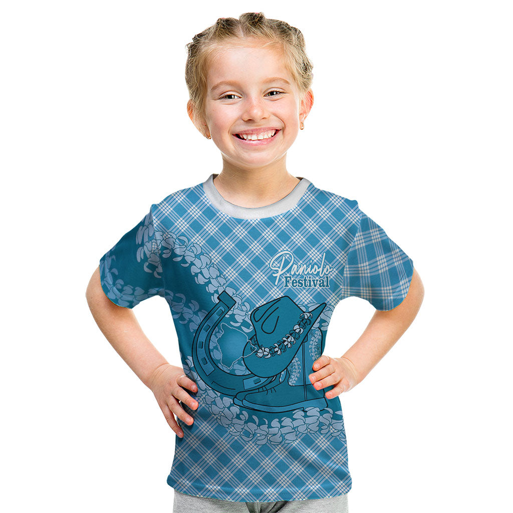 Polu Hawaii Cowboy Palaka Motifs Personalised Kid T Shirt Paniolo Festival Puakenikeni Lei