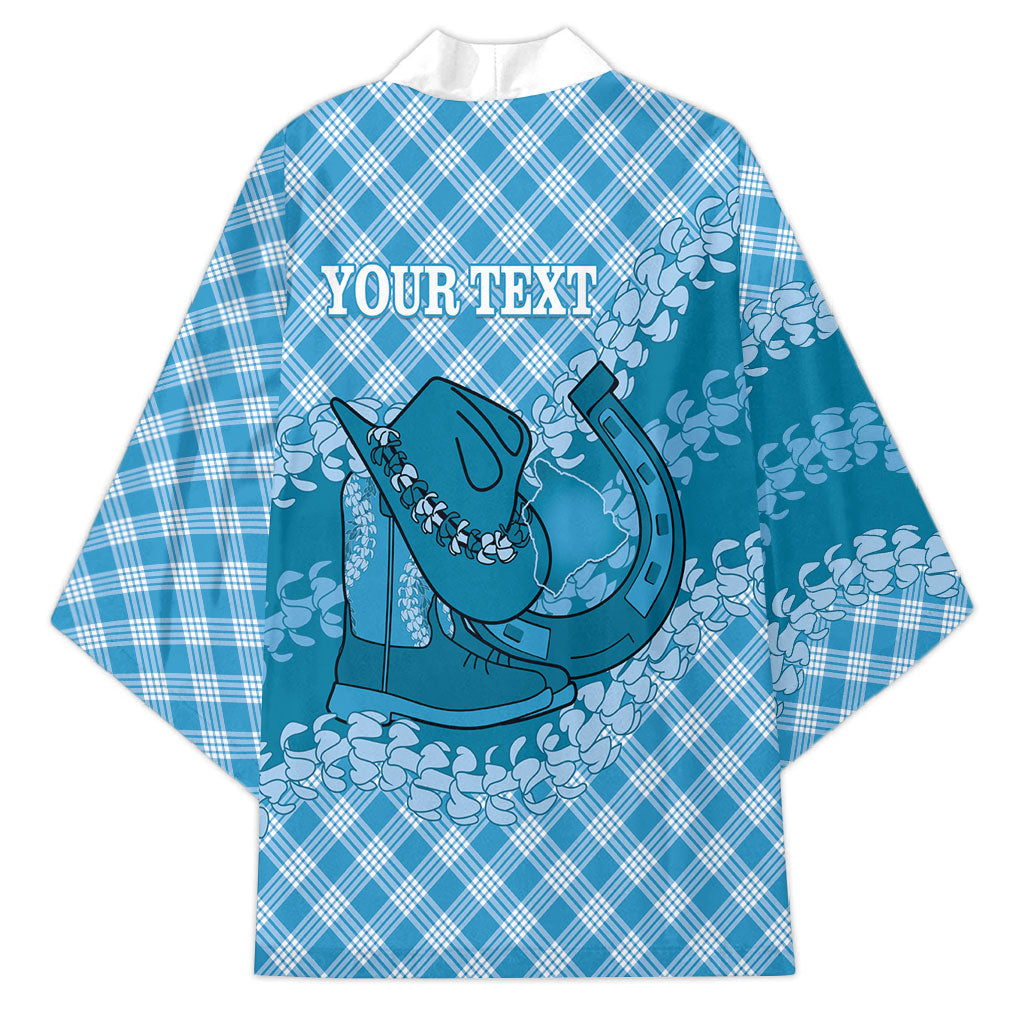 Polu Hawaii Cowboy Palaka Motifs Personalised Kimono Paniolo Festival Puakenikeni Lei LT14 - Polynesian Pride