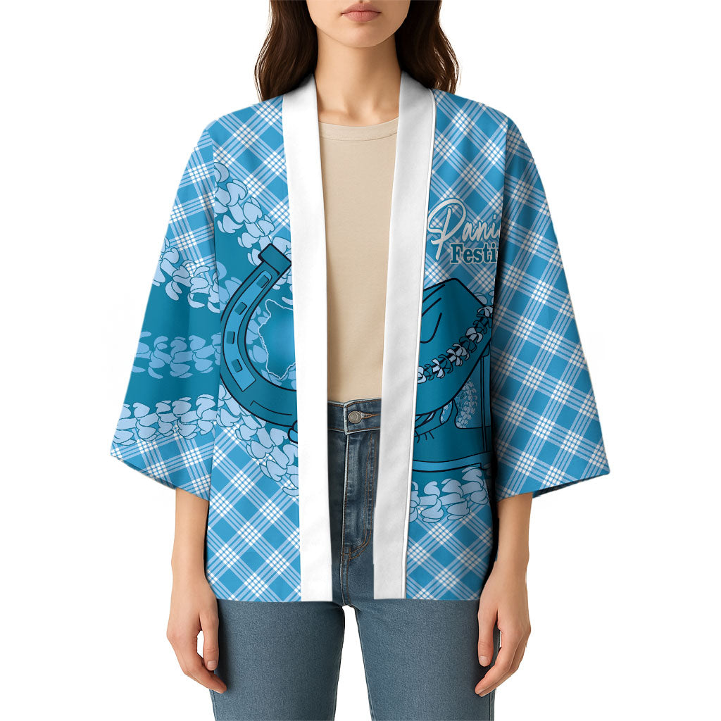 Polu Hawaii Cowboy Palaka Motifs Personalised Kimono Paniolo Festival Puakenikeni Lei LT14 - Polynesian Pride