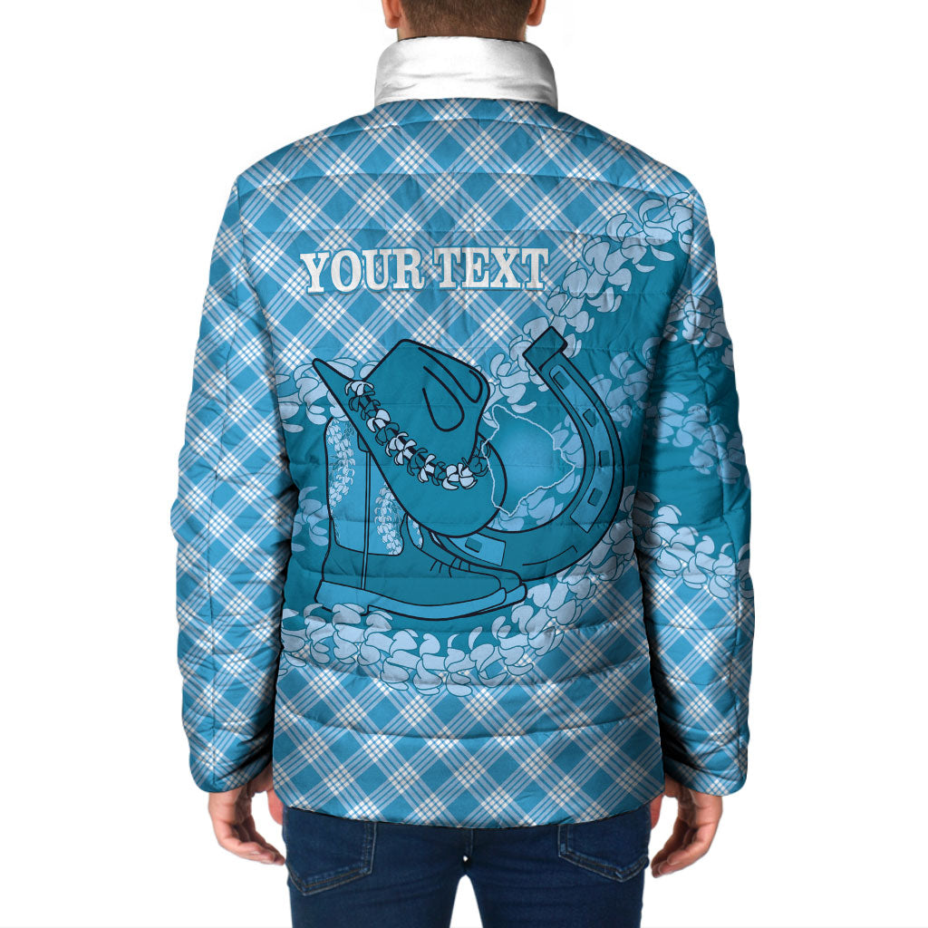 Polu Hawaii Cowboy Palaka Motifs Personalised Padded Jacket Paniolo Festival Puakenikeni Lei LT14 - Polynesian Pride