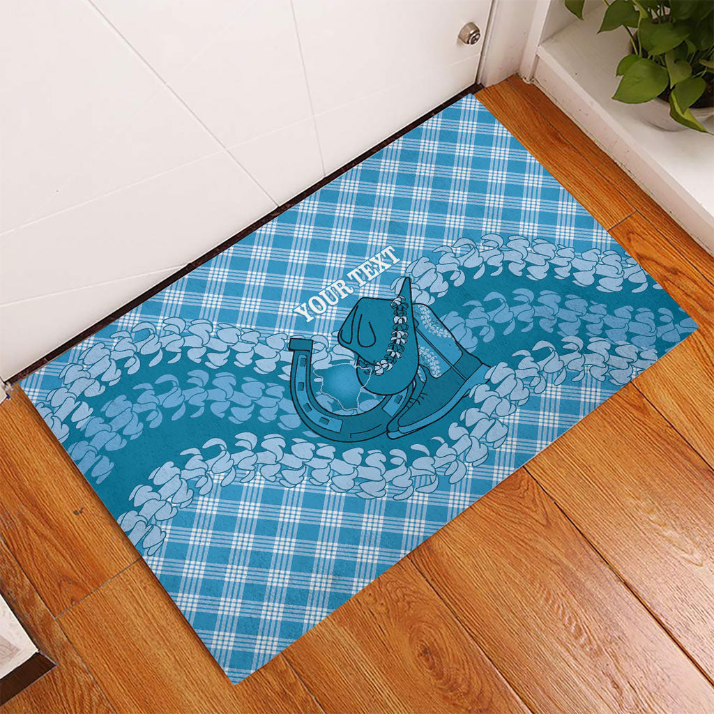 Polu Hawaii Cowboy Palaka Motifs Personalised Rubber Doormat Paniolo Festival Puakenikeni Lei LT14 - Polynesian Pride