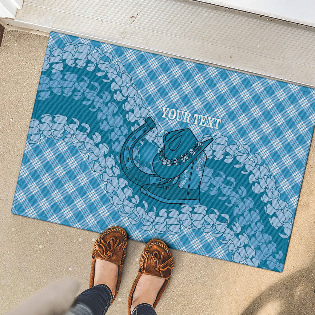 Polu Hawaii Cowboy Palaka Motifs Personalised Rubber Doormat Paniolo Festival Puakenikeni Lei LT14 - Polynesian Pride