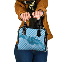 Polu Hawaii Cowboy Palaka Motifs Personalised Shoulder Handbag Paniolo Festival Puakenikeni Lei LT14 One Size Blue - Polynesian Pride