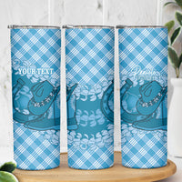 Polu Hawaii Cowboy Palaka Motifs Personalised Skinny Tumbler Paniolo Festival Puakenikeni Lei LT14 - Polynesian Pride