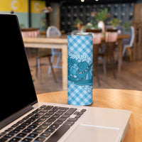 Polu Hawaii Cowboy Palaka Motifs Personalised Skinny Tumbler Paniolo Festival Puakenikeni Lei LT14 - Polynesian Pride