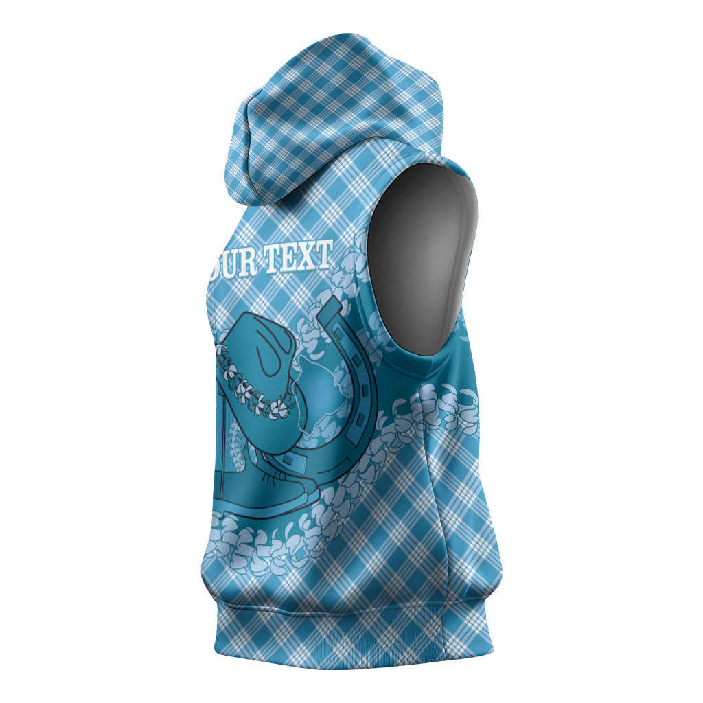 Polu Hawaii Cowboy Palaka Motifs Personalised Sleeveless Hoodie Paniolo Festival Puakenikeni Lei LT14 - Polynesian Pride