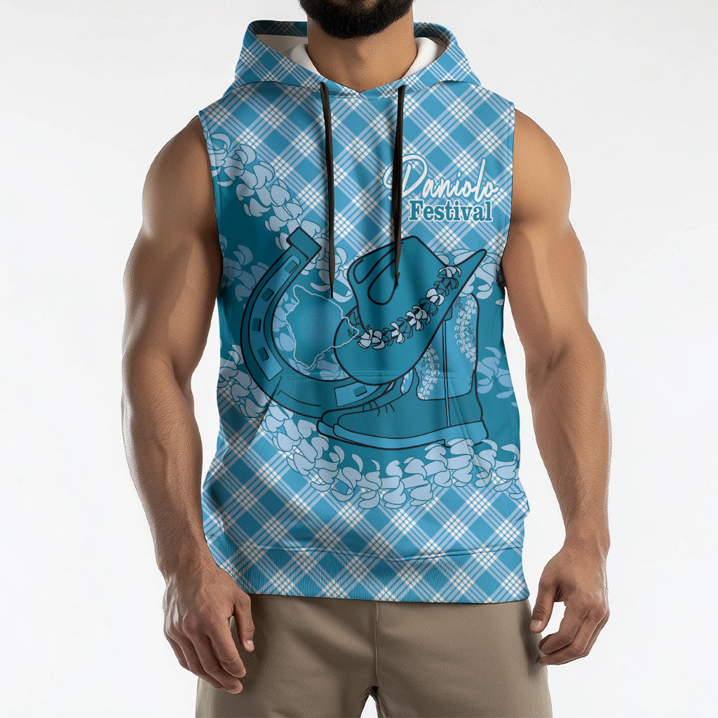 Polu Hawaii Cowboy Palaka Motifs Personalised Sleeveless Hoodie Paniolo Festival Puakenikeni Lei LT14 - Polynesian Pride