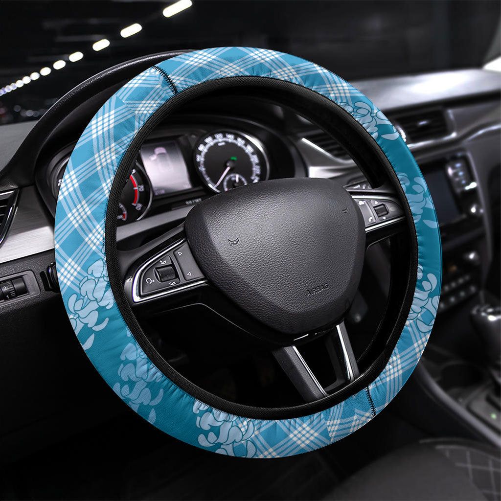 Polu Hawaii Cowboy Palaka Motifs Steering Wheel Cover Paniolo Festival Puakenikeni Lei