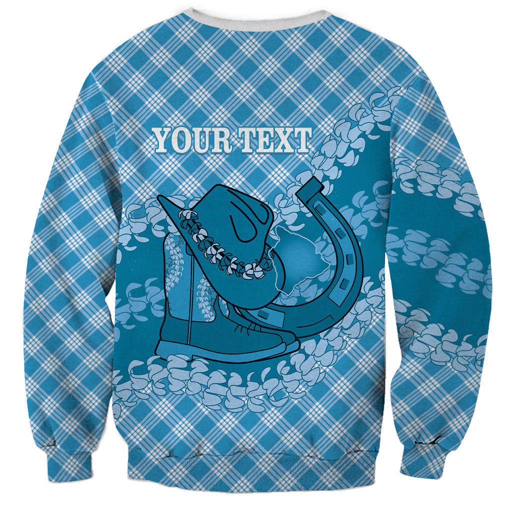 Polu Hawaii Cowboy Palaka Motifs Personalised Sweatshirt Paniolo Festival Puakenikeni Lei LT14 - Polynesian Pride