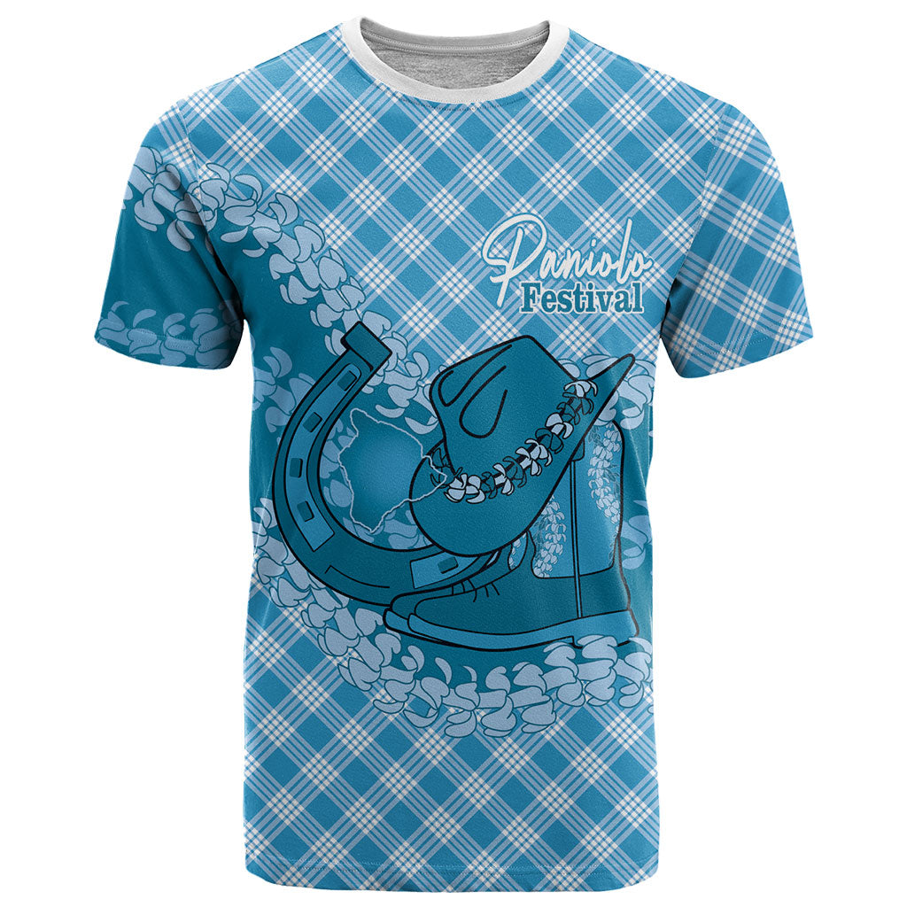 Polu Hawaii Cowboy Palaka Motifs Personalised T Shirt Paniolo Festival Puakenikeni Lei