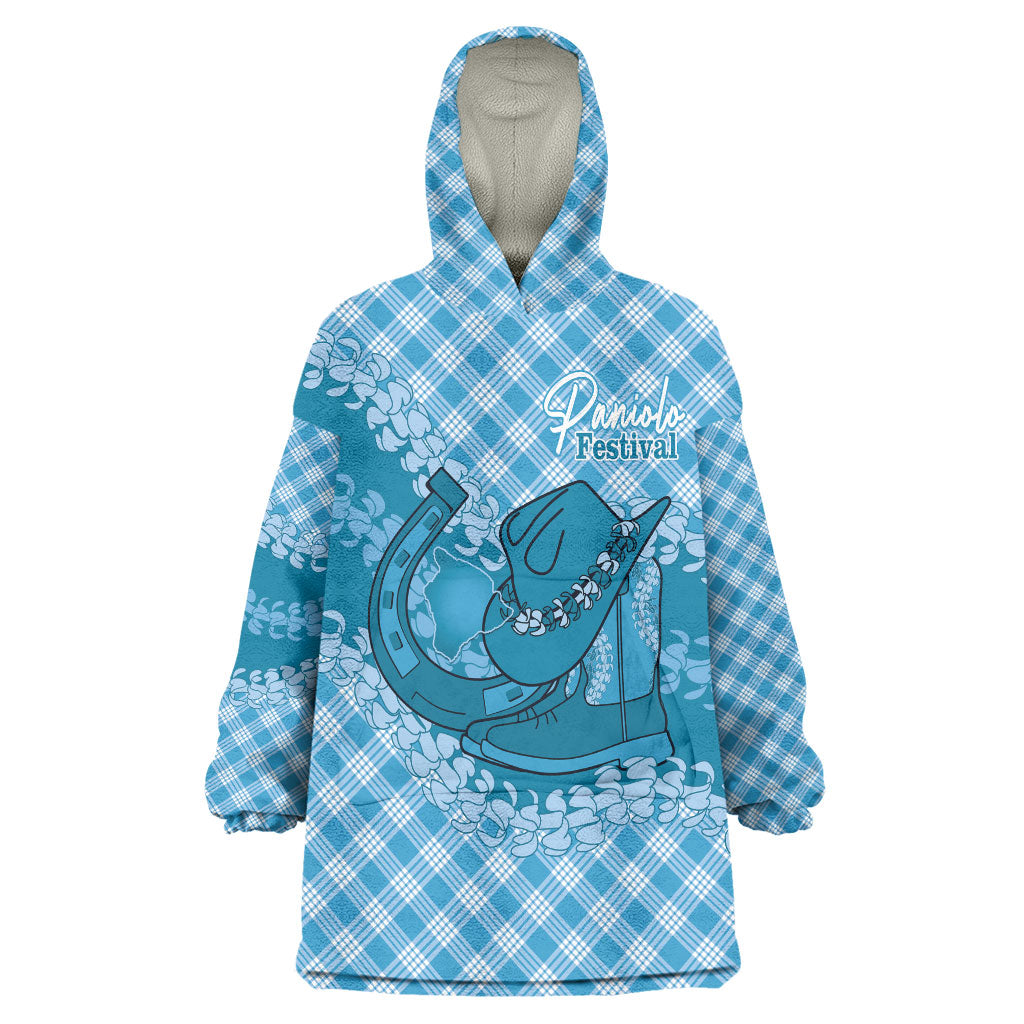 Polu Hawaii Cowboy Palaka Motifs Personalised Wearable Blanket Hoodie Paniolo Festival Puakenikeni Lei