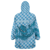 Polu Hawaii Cowboy Palaka Motifs Personalised Wearable Blanket Hoodie Paniolo Festival Puakenikeni Lei LT14 - Polynesian Pride