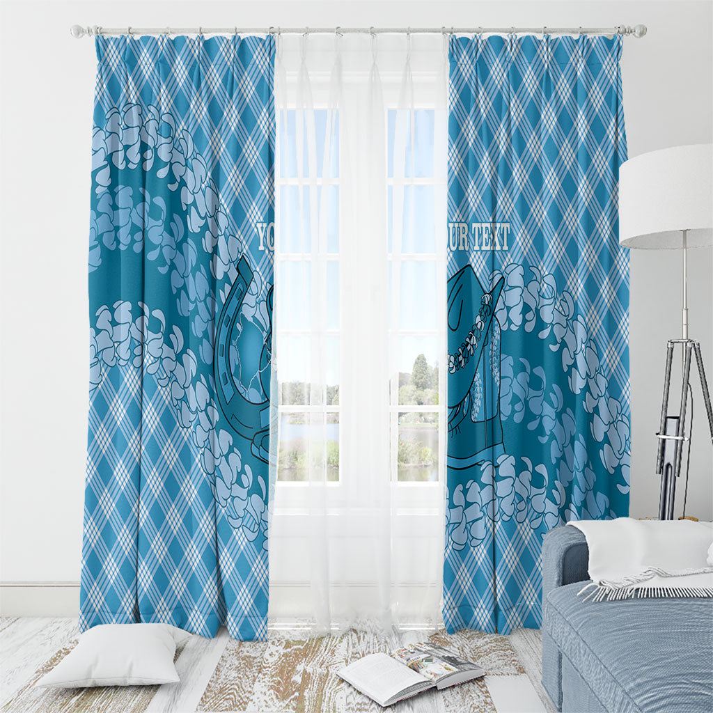 Polu Hawaii Cowboy Palaka Motifs Personalised Window Curtain Paniolo Festival Puakenikeni Lei LT14 - Polynesian Pride