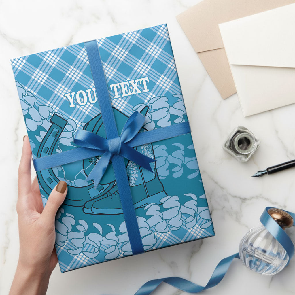 Polu Hawaii Cowboy Palaka Motifs Personalised Wrapping Paper Paniolo Festival Puakenikeni Lei LT14 - Polynesian Pride