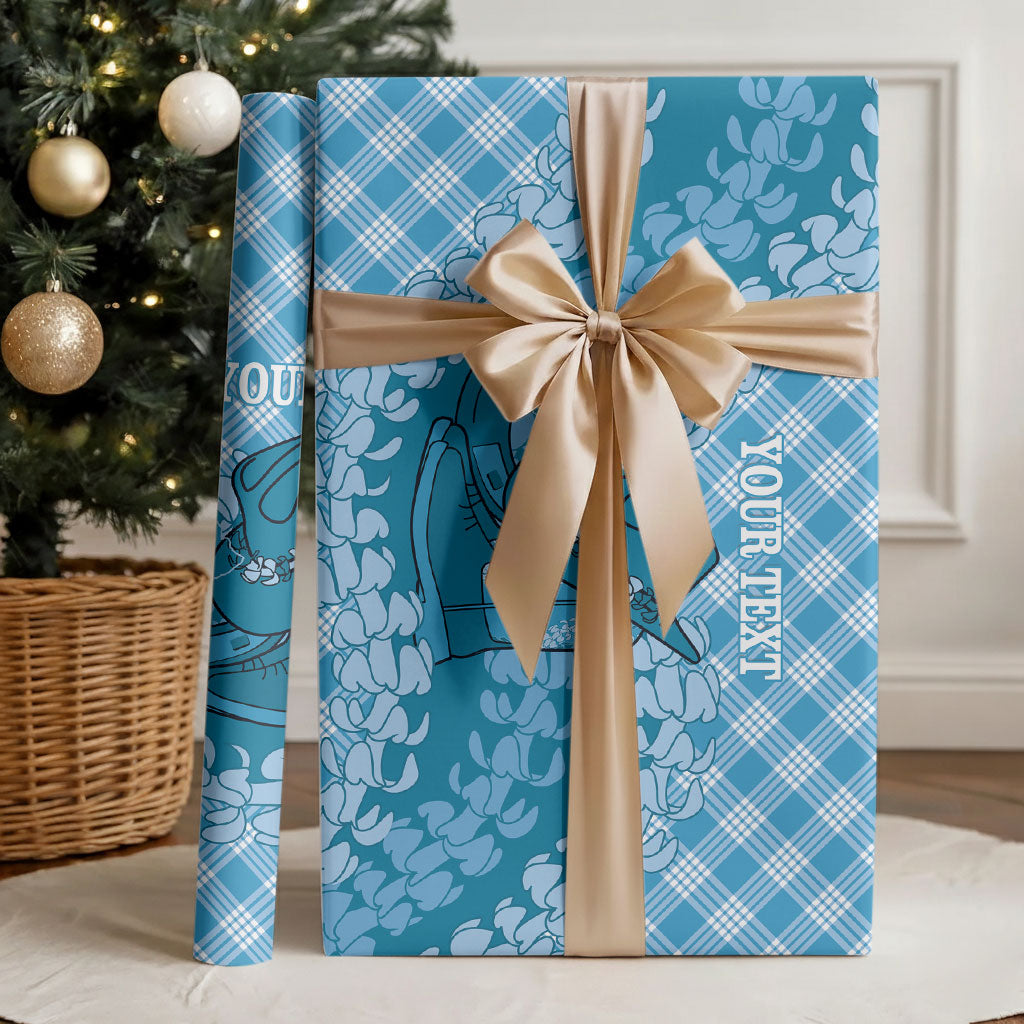 Polu Hawaii Cowboy Palaka Motifs Personalised Wrapping Paper Paniolo Festival Puakenikeni Lei LT14 - Polynesian Pride
