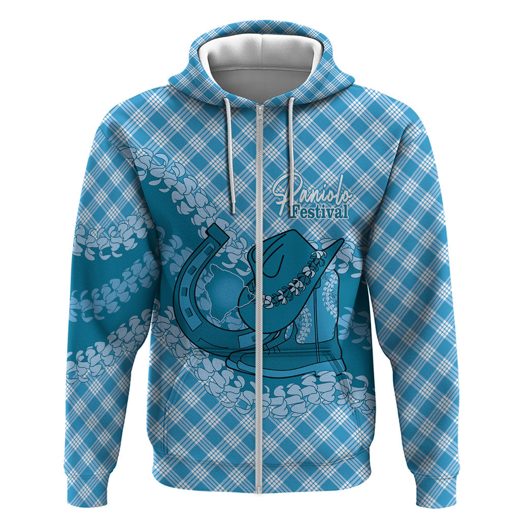 Polu Hawaii Cowboy Palaka Motifs Personalised Zip Hoodie Paniolo Festival Puakenikeni Lei