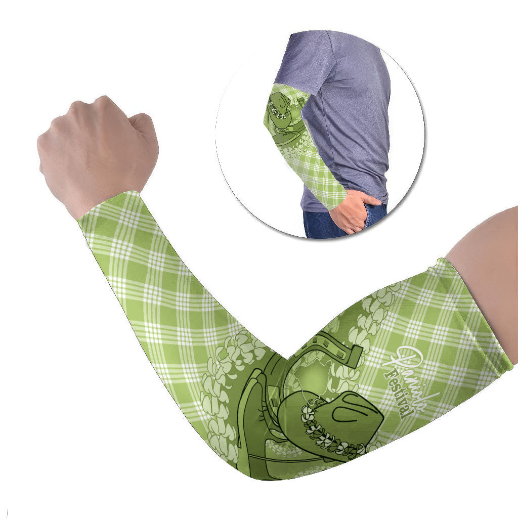 Omaomao Hawaii Cowboy Palaka Motifs Personalised Arm Sleeves Paniolo Festival Puakenikeni Lei
