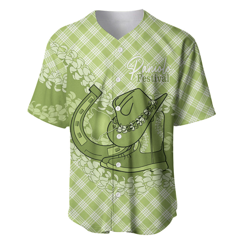 Omaomao Hawaii Cowboy Palaka Motifs Personalised Baseball Jersey Paniolo Festival Puakenikeni Lei