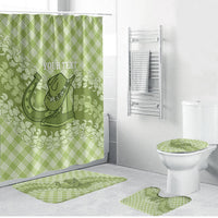 Omaomao Hawaii Cowboy Palaka Motifs Personalised Bathroom Set Paniolo Festival Puakenikeni Lei LT14 Bathroom Set (4 pcs) Green - Polynesian Pride