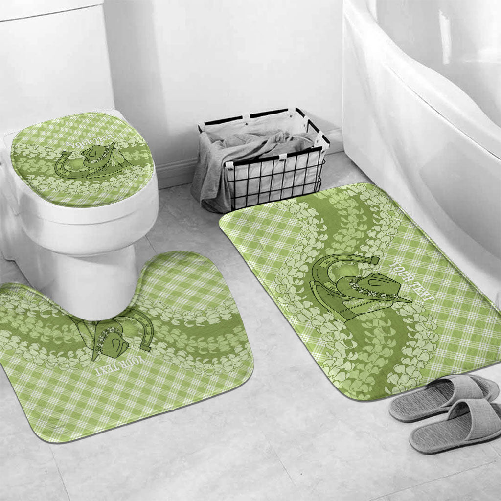 Omaomao Hawaii Cowboy Palaka Motifs Personalised Bathroom Set Paniolo Festival Puakenikeni Lei LT14 Mat Set Only (3 pcs) One Size Green - Polynesian Pride