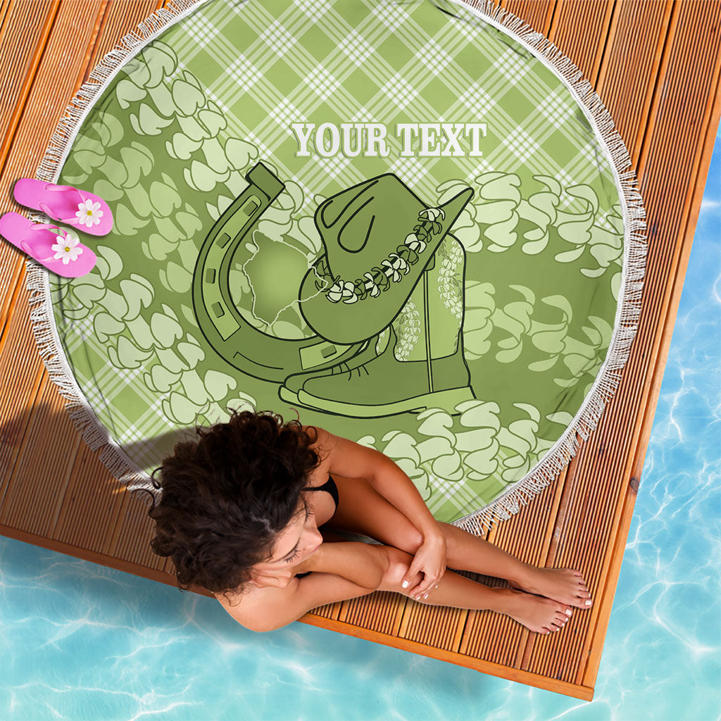 Omaomao Hawaii Cowboy Palaka Motifs Personalised Beach Blanket Paniolo Festival Puakenikeni Lei LT14 - Polynesian Pride