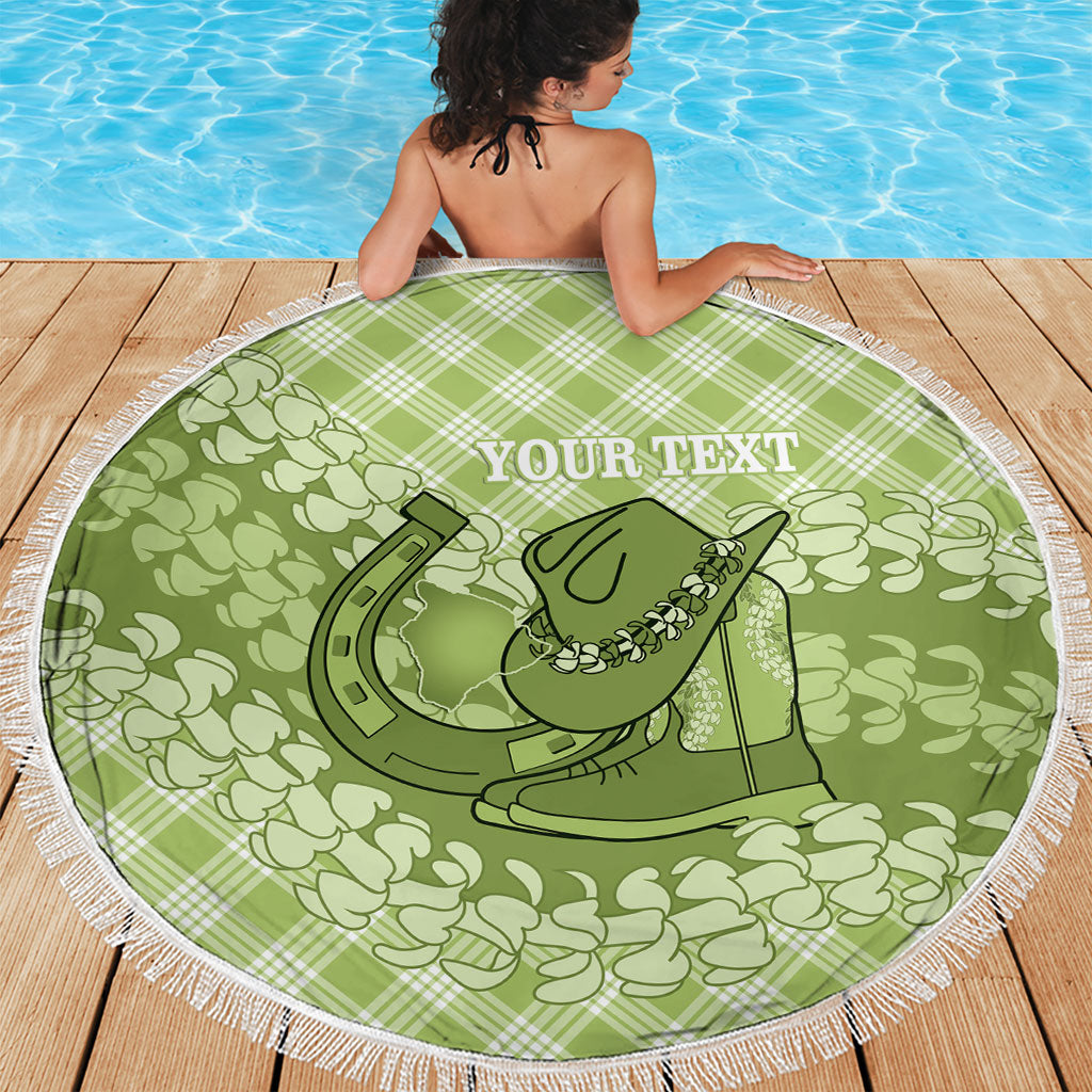 Omaomao Hawaii Cowboy Palaka Motifs Personalised Beach Blanket Paniolo Festival Puakenikeni Lei LT14 - Polynesian Pride
