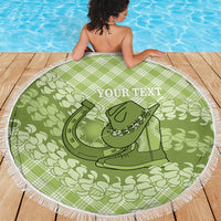 Omaomao Hawaii Cowboy Palaka Motifs Personalised Beach Blanket Paniolo Festival Puakenikeni Lei LT14 - Polynesian Pride
