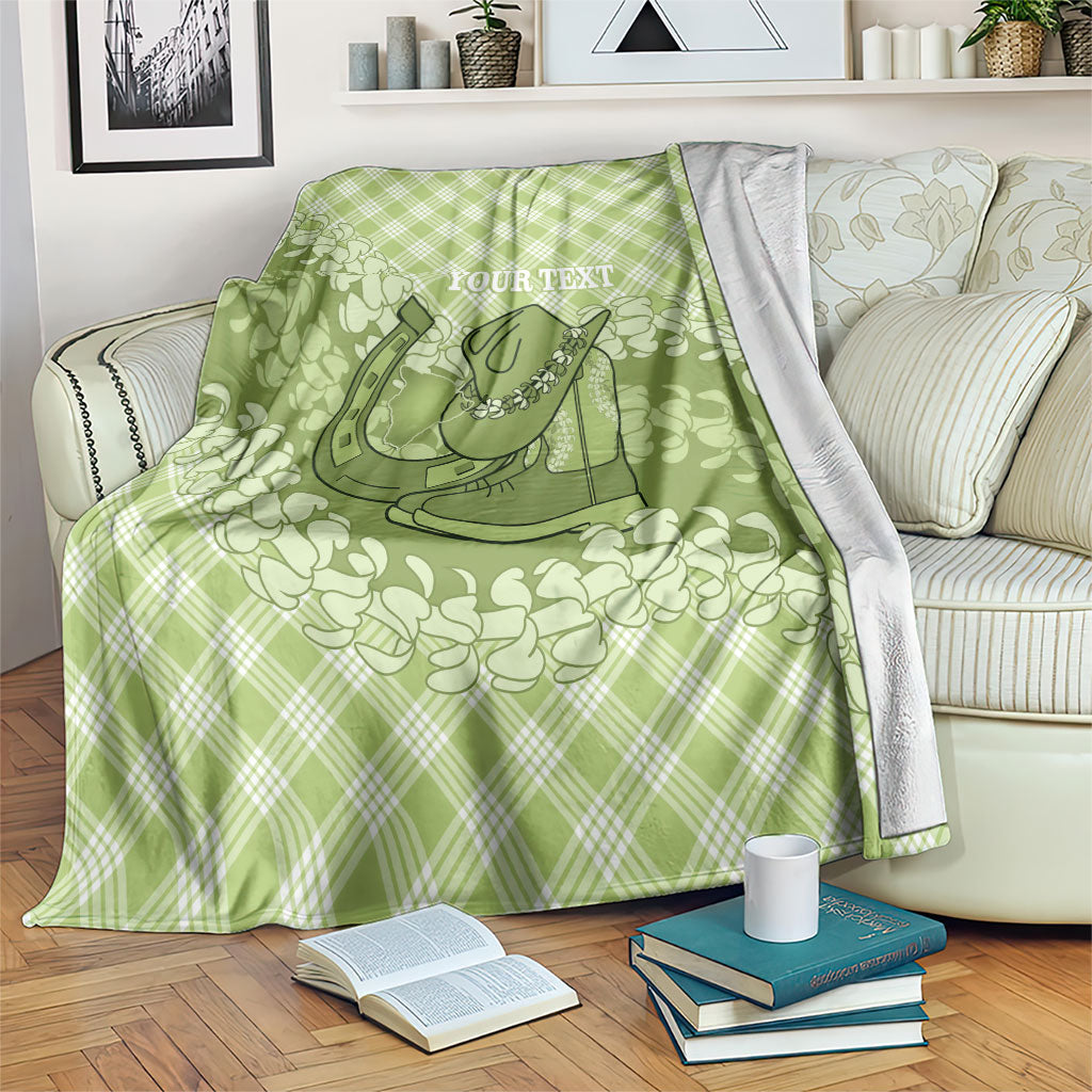 Omaomao Hawaii Cowboy Palaka Motifs Personalised Blanket Paniolo Festival Puakenikeni Lei LT14 Green - Polynesian Pride