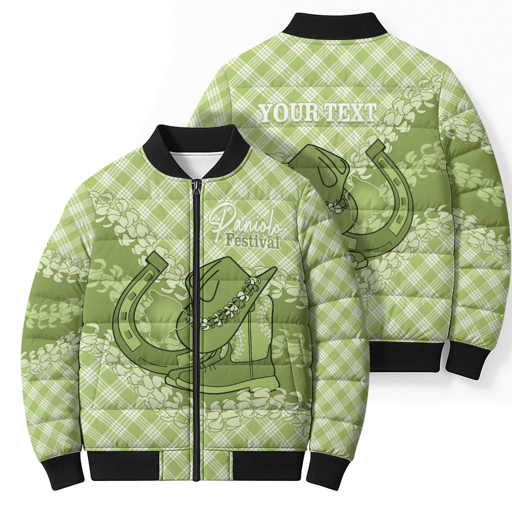 Omaomao Hawaii Cowboy Palaka Motifs Personalised Bomber Puffer Jacket Paniolo Festival Puakenikeni Lei LT14 - Polynesian Pride