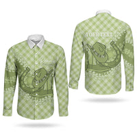 Omaomao Hawaii Cowboy Palaka Motifs Personalised Couples Matching Short Sleeve Bodycon Dress and Long Sleeve Button Shirt Paniolo Festival Puakenikeni Lei LT14 - Polynesian Pride