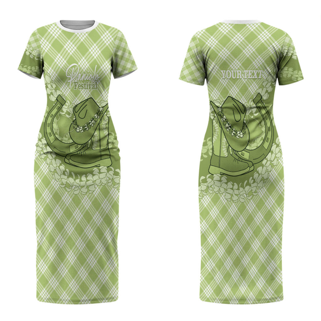 Omaomao Hawaii Cowboy Palaka Motifs Personalised Couples Matching Short Sleeve Bodycon Dress and Long Sleeve Button Shirt Paniolo Festival Puakenikeni Lei LT14 - Polynesian Pride