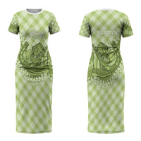 Omaomao Hawaii Cowboy Palaka Motifs Personalised Couples Matching Short Sleeve Bodycon Dress and Long Sleeve Button Shirt Paniolo Festival Puakenikeni Lei LT14 - Polynesian Pride